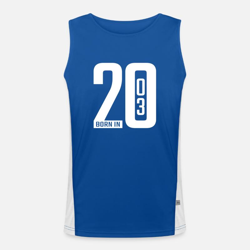 Born in 2003 white Funktionelles Kontrast-Tank Top für Männer 