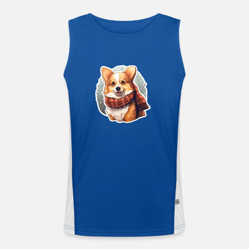 Welsh Corgi dans la neige avec écharpe Débardeur respirant contrasté Homme 