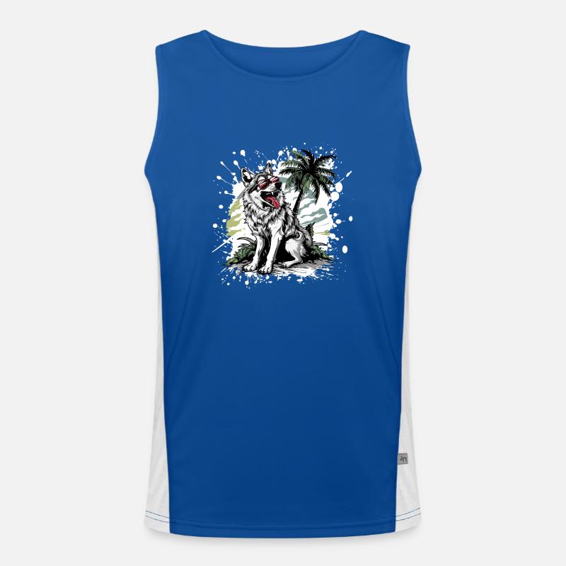 Wolf Island Palm Tree Men's Functional Contrast Tank Top 
