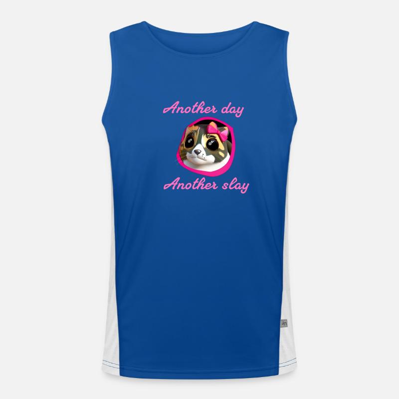 Another day another slay,cat, loop Men's Functional Contrast Tank Top 