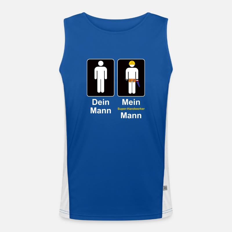 Mein Mann der Handwerker, lustiger Spruch Funktionelles Kontrast-Tank Top für Männer 