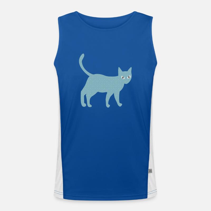 Cat with vintage pattern Men's Functional Contrast Tank Top 