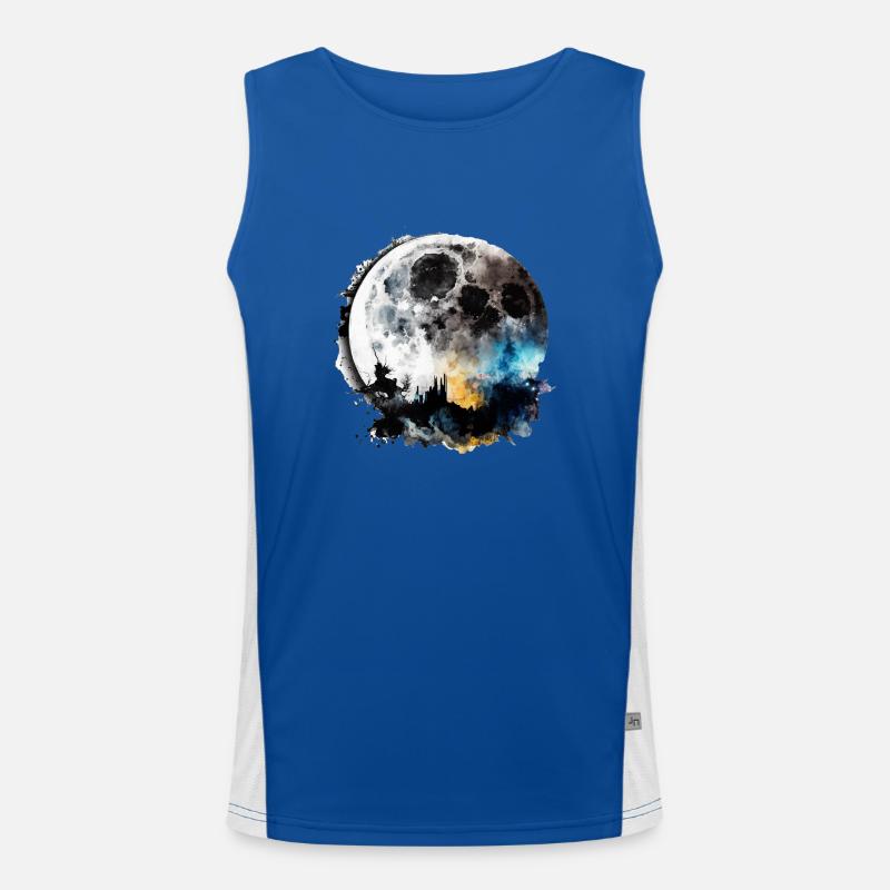 Moon Comic Style Men's Functional Contrast Tank Top 