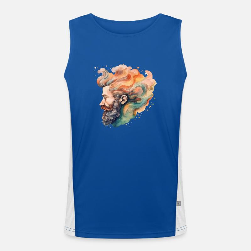 Mann Bart Wasserfarben Zeichnung Funktionelles Kontrast-Tank Top für Männer 