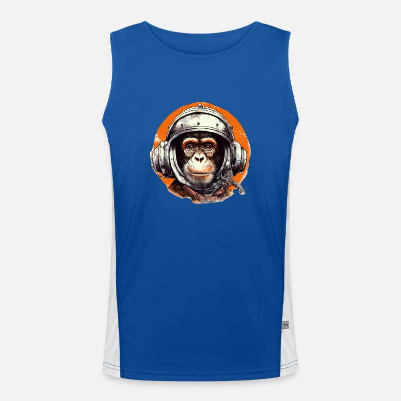 Space Monkey Retro Drawing - Men's Functional Contrast Tank Top  - royal/white