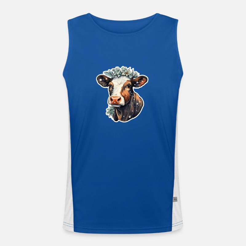 Adventliches Kalb mit Kranz Funktionelles Kontrast-Tank Top für Männer 
