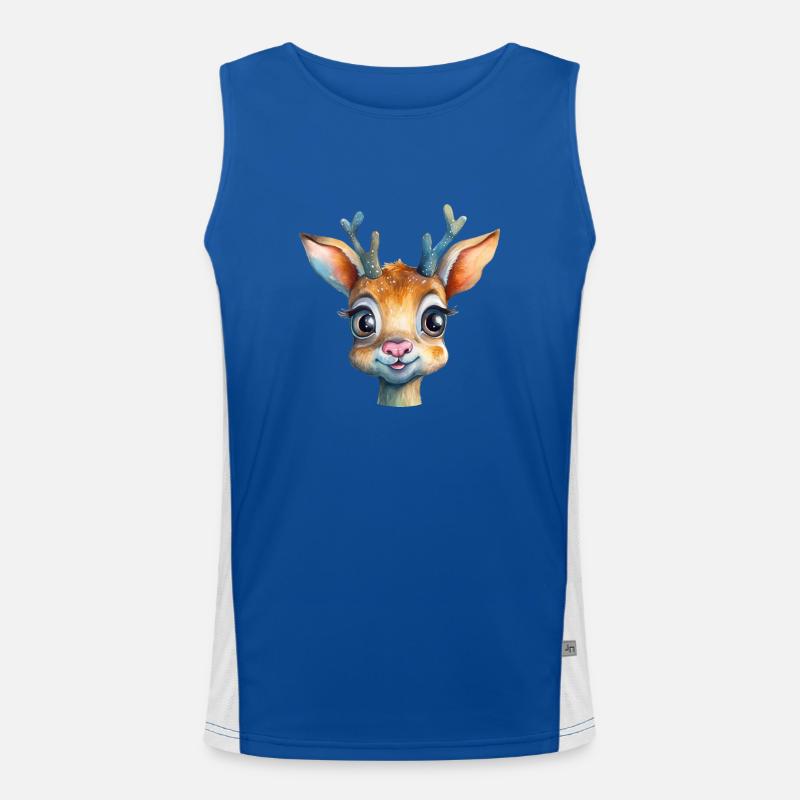 Deer drawing forest animal Men's Functional Contrast Tank Top 