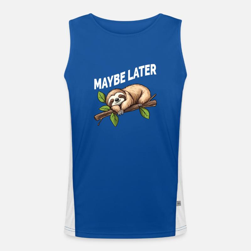 Funny Sloth Maybe Later - Men's Functional Contrast Tank Top  - royal/white