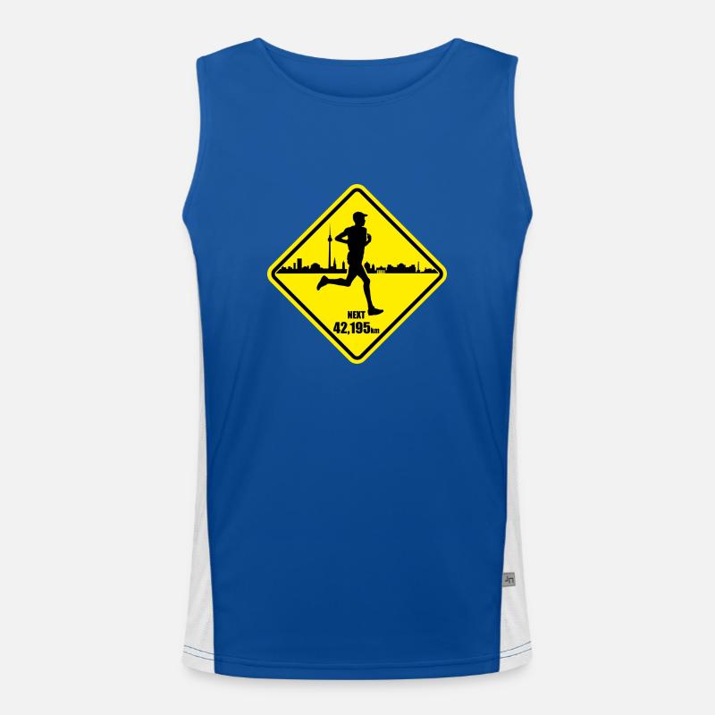 Marathon Roadsign Berlin Funktionelles Kontrast-Tank Top für Männer 