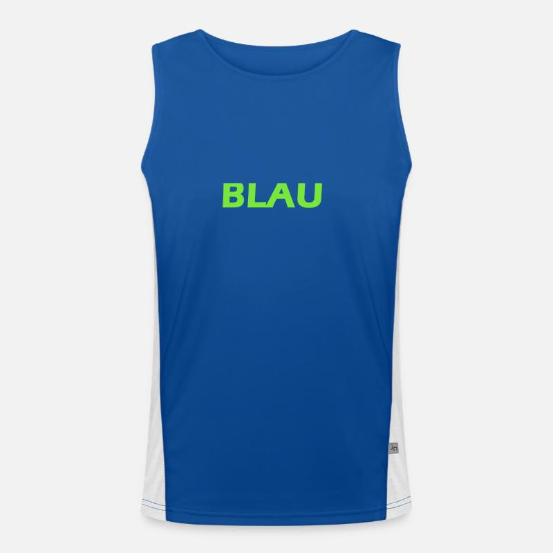 BLUE IN GREEN SCRIPT - Men's Functional Contrast Tank Top  - royal/white