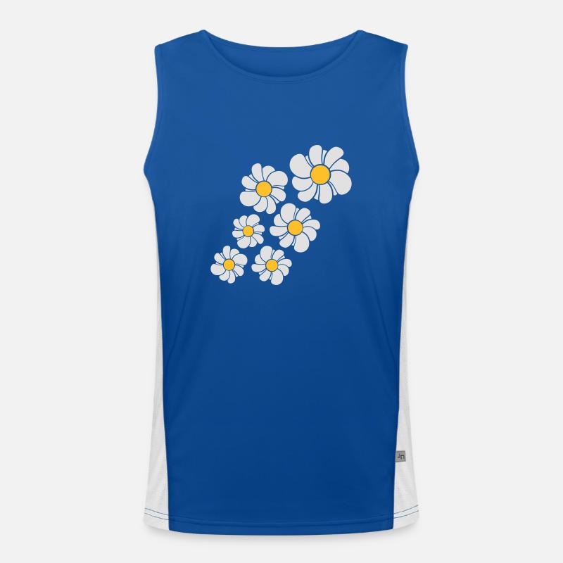 pattern design blue flower daisy buttercup daisy b Men's Functional Contrast Tank Top 