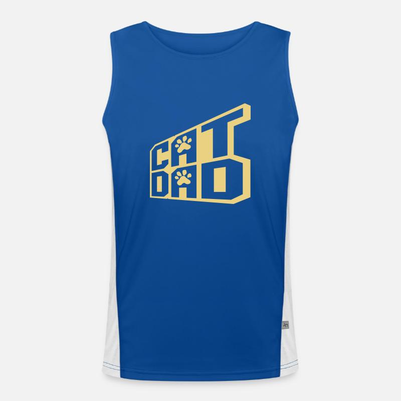Cat Dad Logo Design Funktionelles Kontrast-Tank Top für Männer 