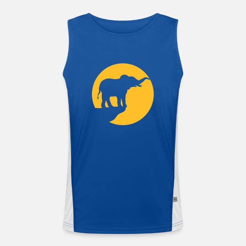 Silhouette Klippe Mond Elefant Funktionelles Kontrast-Tank Top für Männer 