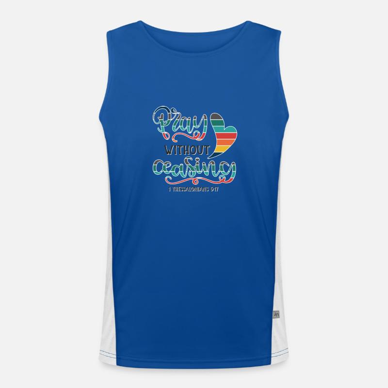 Christian Design Pray without Ceasing - Men's Functional Contrast Tank Top  - royal/white