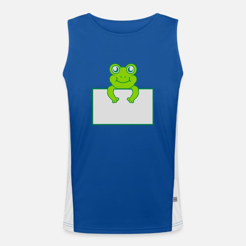 Text present frog shield - Men's Functional Contrast Tank Top  - royal/white