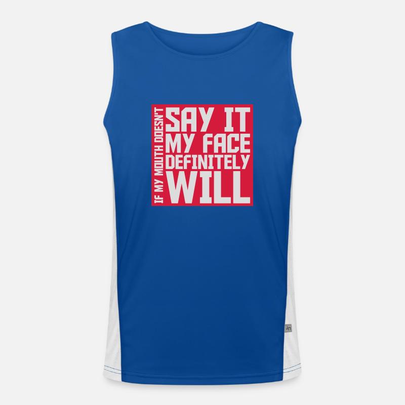 my face definitely will - Men's Functional Contrast Tank Top - royal/white