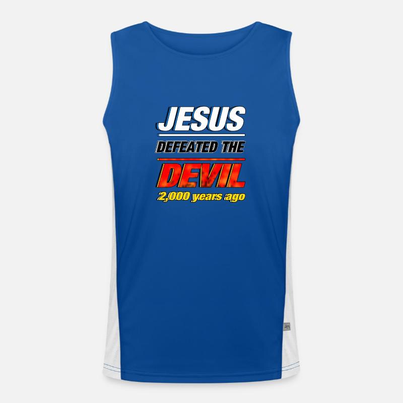 Jesus Defeated the Devil Men's Functional Contrast Tank Top 
