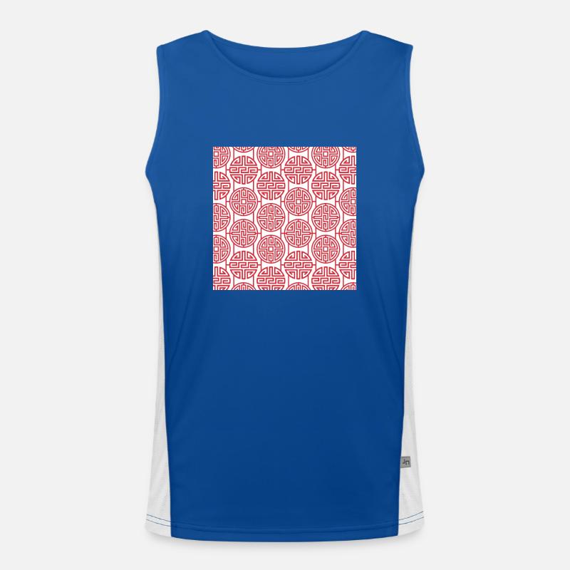 Chinese pattern - Men's Functional Contrast Tank Top  - royal/white