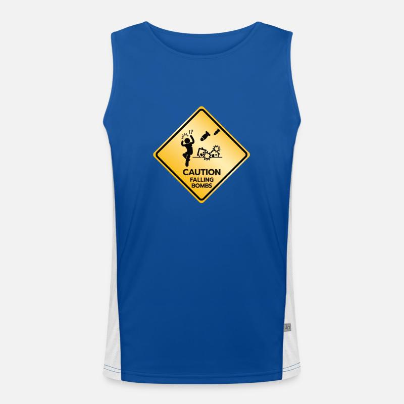 Caution Sign Falling Bombs Men's Functional Contrast Tank Top 