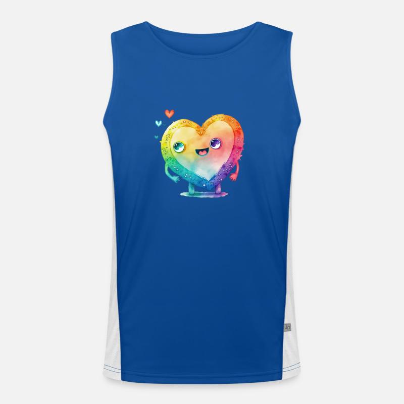 Süßes Regenbogen Herz Funktionelles Kontrast-Tank Top für Männer 