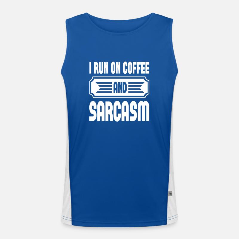 I Run On Coffee And Sarcasm Funktionelles Kontrast-Tank Top für Männer 