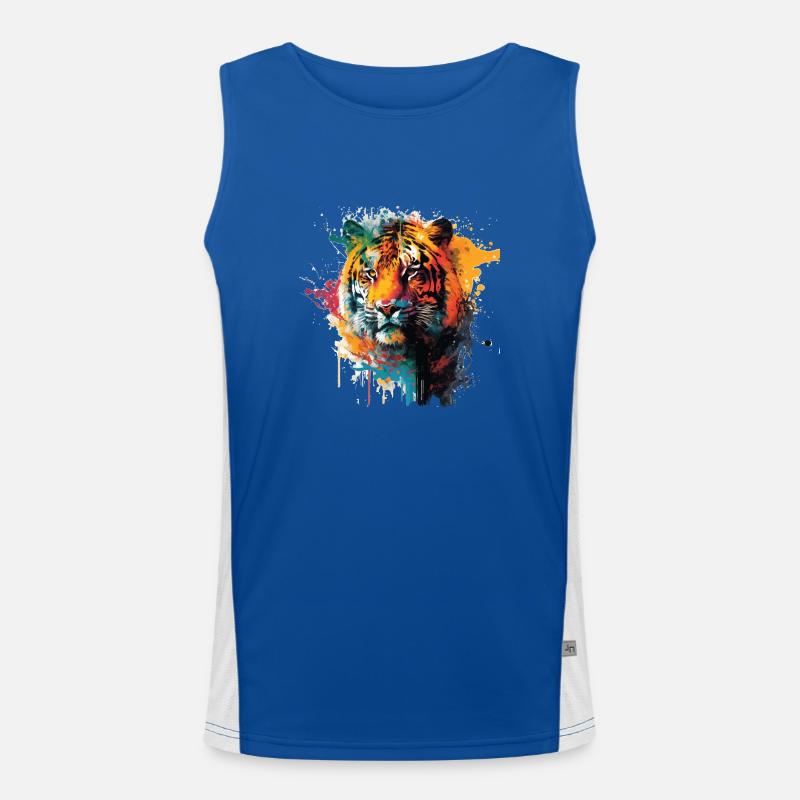 Tiger Head Gift - Men's Functional Contrast Tank Top  - royal/white