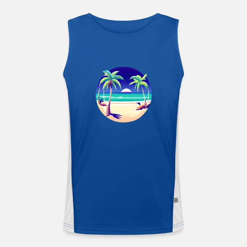 Vacances d’été Palm Island Beach Sun Palm Débardeur respirant contrasté Homme 