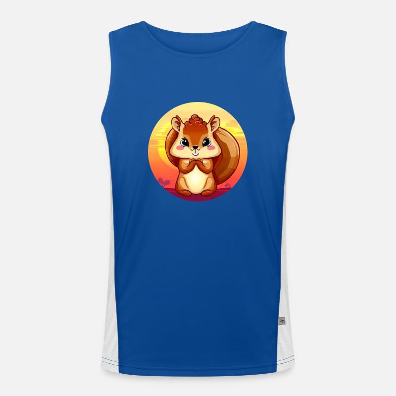 Squirrel sunset looks mischievous Men's Functional Contrast Tank Top 