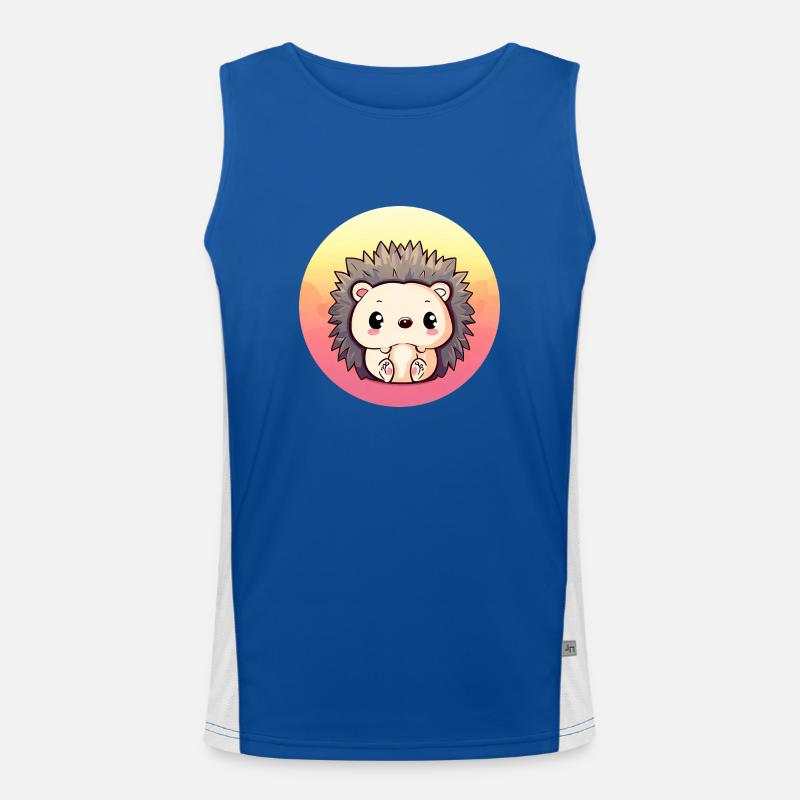 Süßer Igel sitzt Sonnenuntergang Sunset Funktionelles Kontrast-Tank Top für Männer 