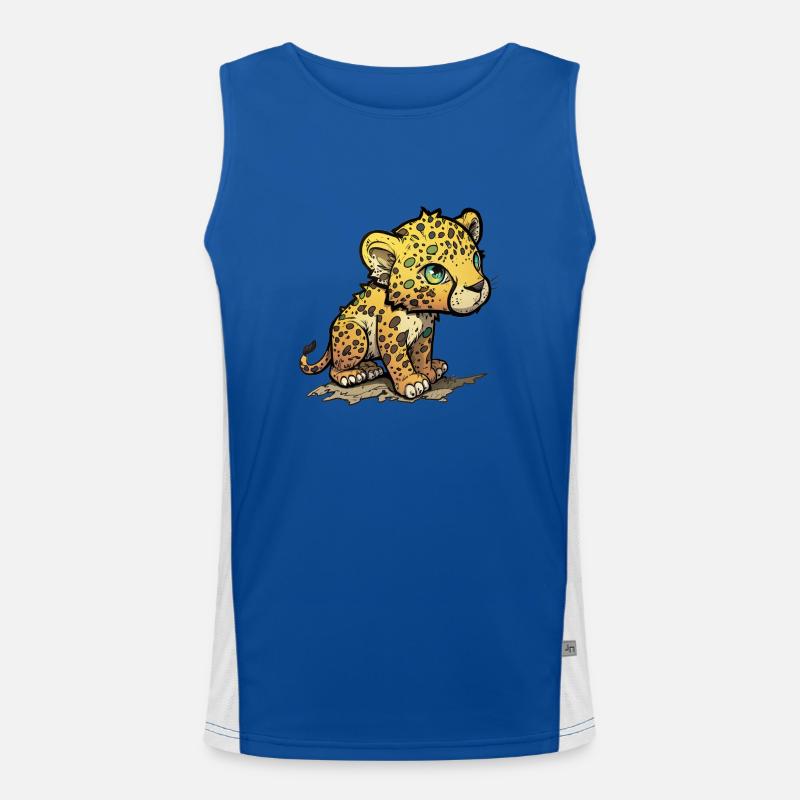 Leopard Comicstil Funktionelles Kontrast-Tank Top für Männer 