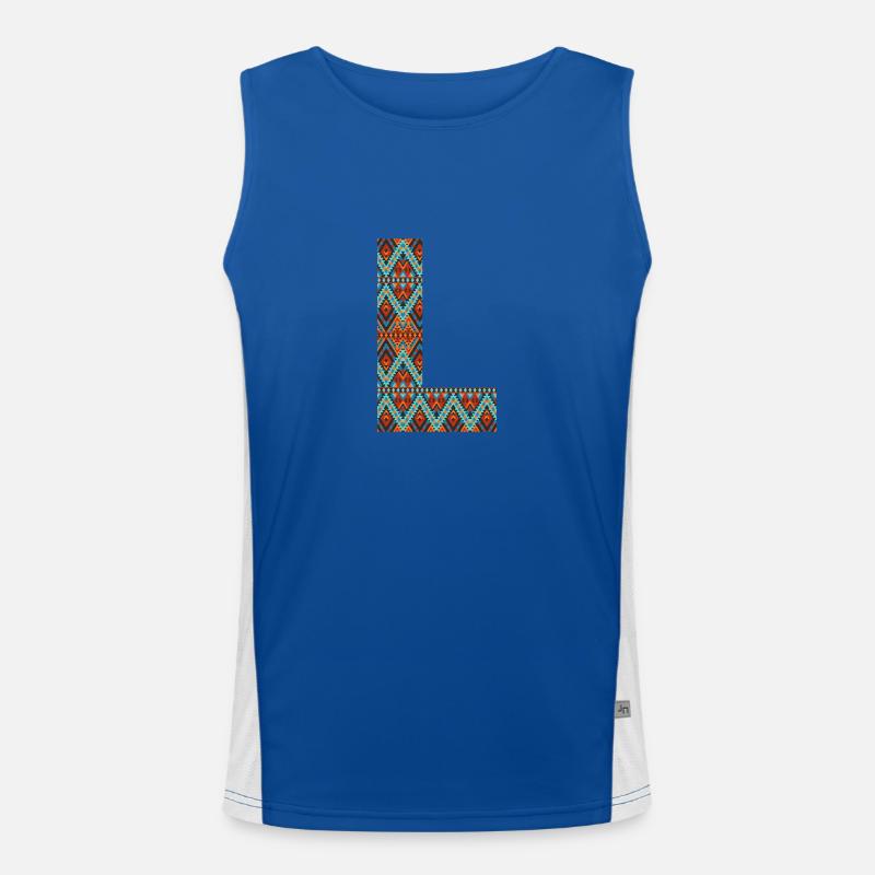 Buchstabe L - Boho-Design, buntes Monogramm Funktionelles Kontrast-Tank Top für Männer 