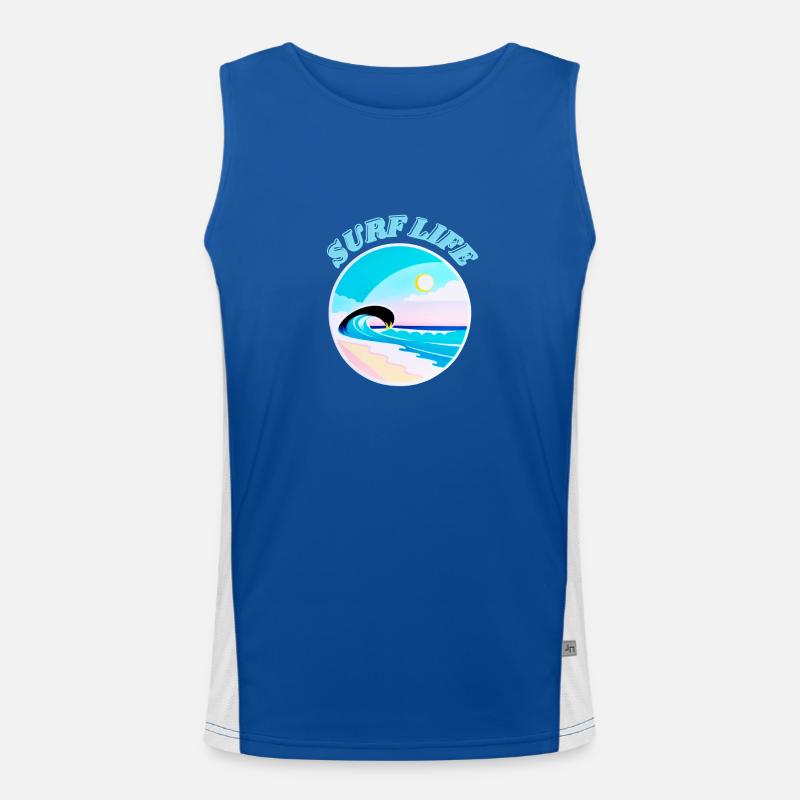 Surf Life, plage, soleil, mer, sable, vagues et été Débardeur respirant contrasté Homme 