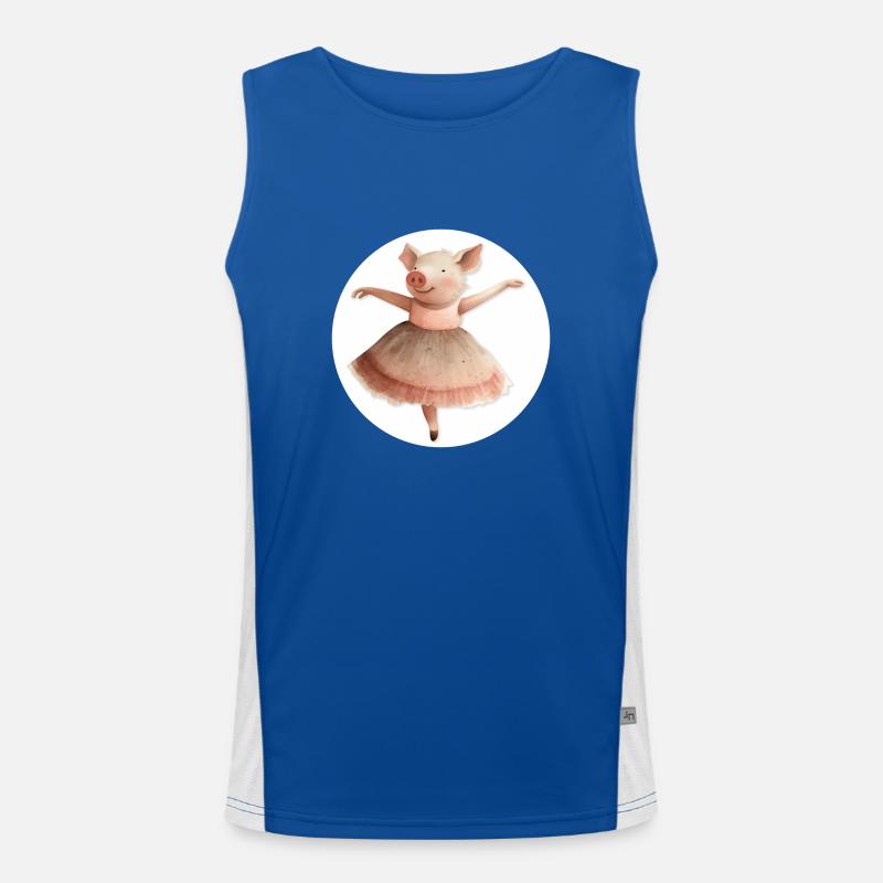 Piggy dancing ballet Men's Functional Contrast Tank Top 