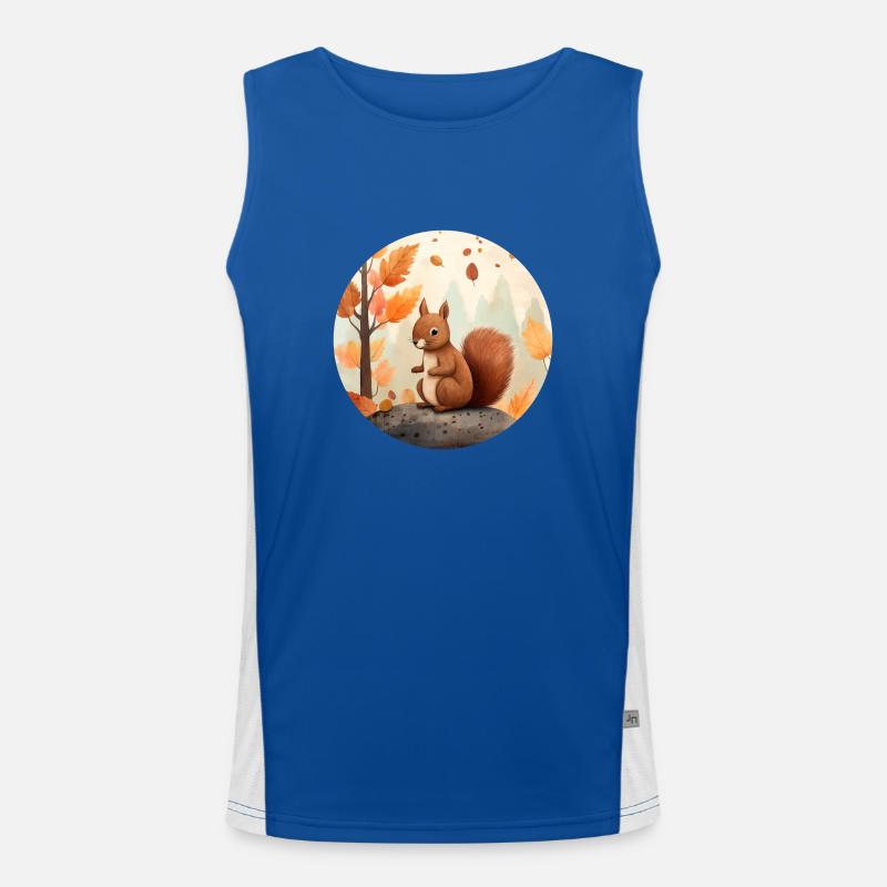 Squirrels in autumn - Men's Functional Contrast Tank Top  - royal/white