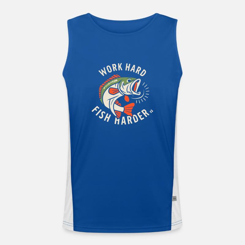 Work Hard Fish Harder Men's Functional Contrast Tank Top 
