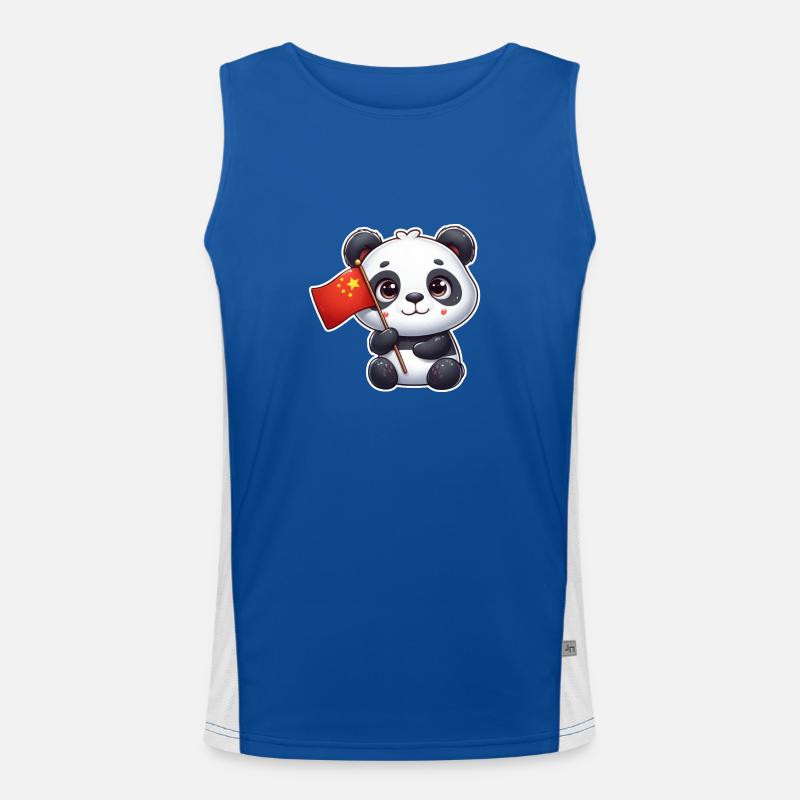 Panda mignon avec drapeau chinois Débardeur respirant contrasté Homme 