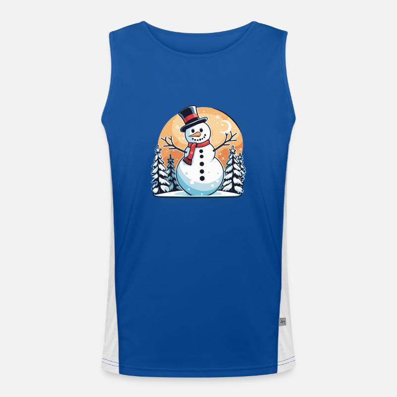 Snowman Christmas Drawing Men's Functional Contrast Tank Top 