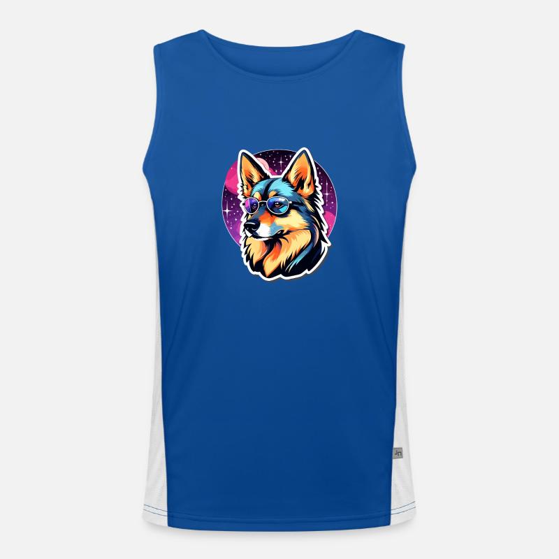 German Shepherd Illustration Men's Functional Contrast Tank Top 