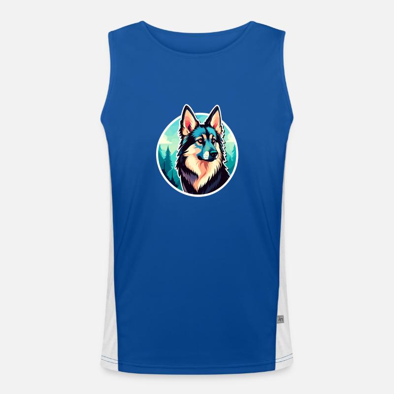 German Shepherd Illustration Men's Functional Contrast Tank Top 