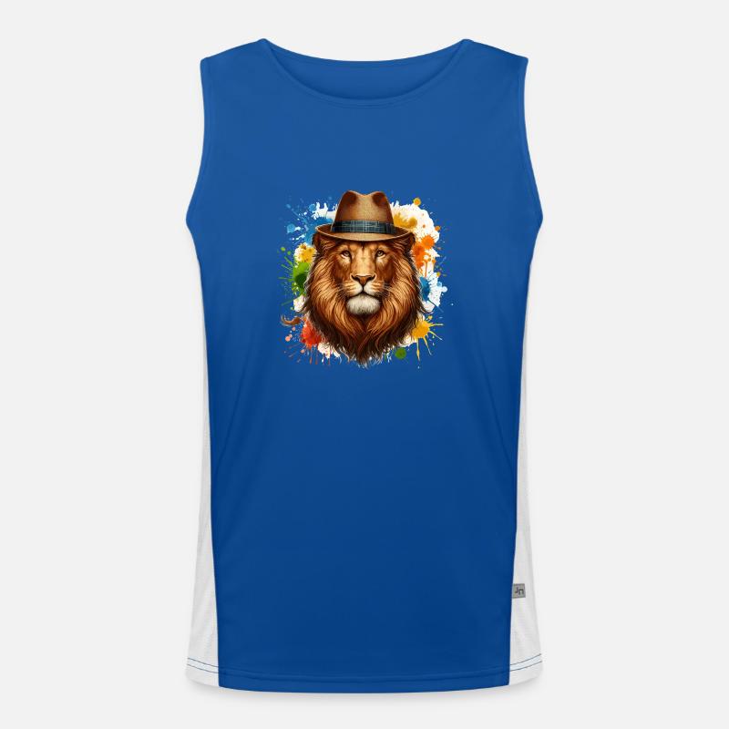 Löwe mit Hut Funktionelles Kontrast-Tank Top für Männer 
