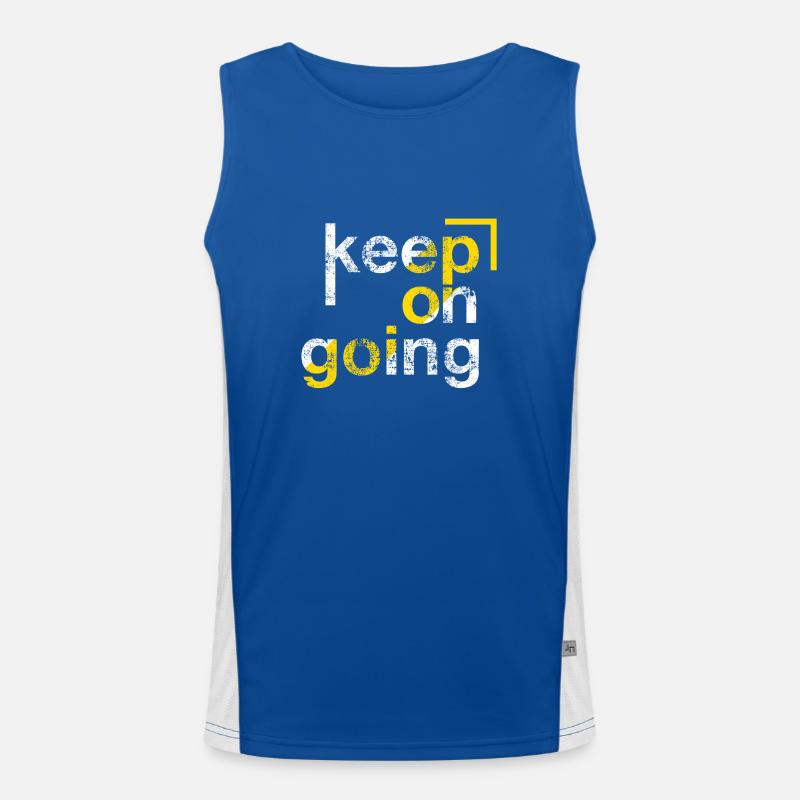 keep on going, Persévérance - Débardeur respirant contrasté Homme  - bleu/blanc