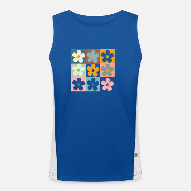 Retro Daisy Flowers Men's Functional Contrast Tank Top 