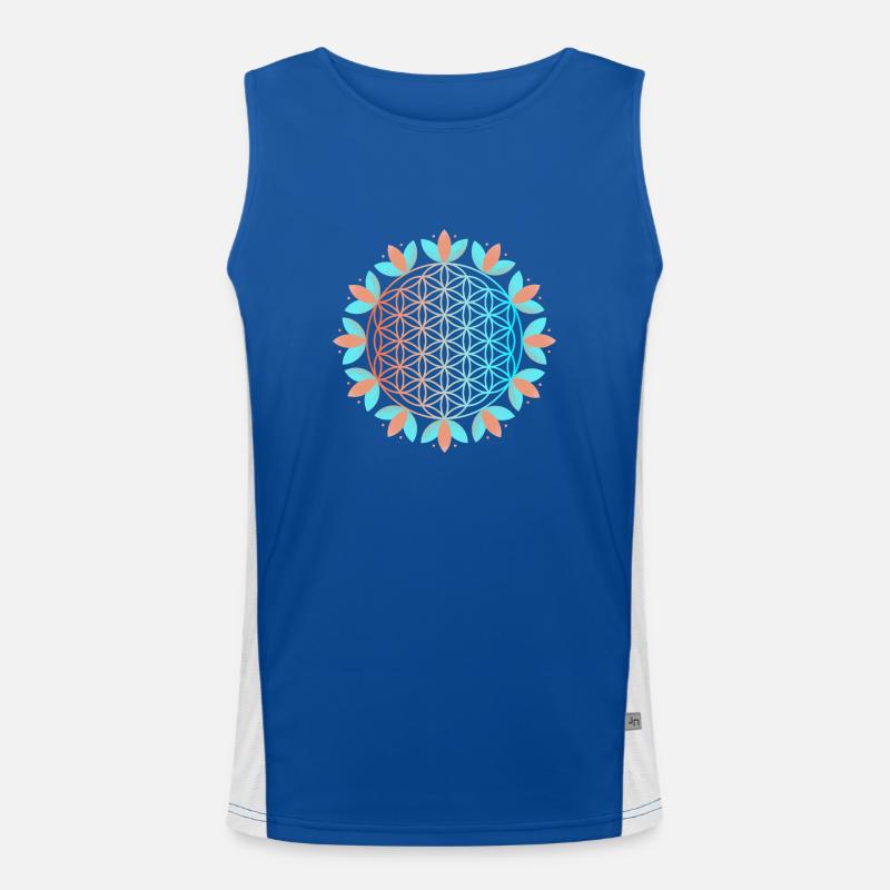 Blühende Lebensblume Funktionelles Kontrast-Tank Top für Männer 