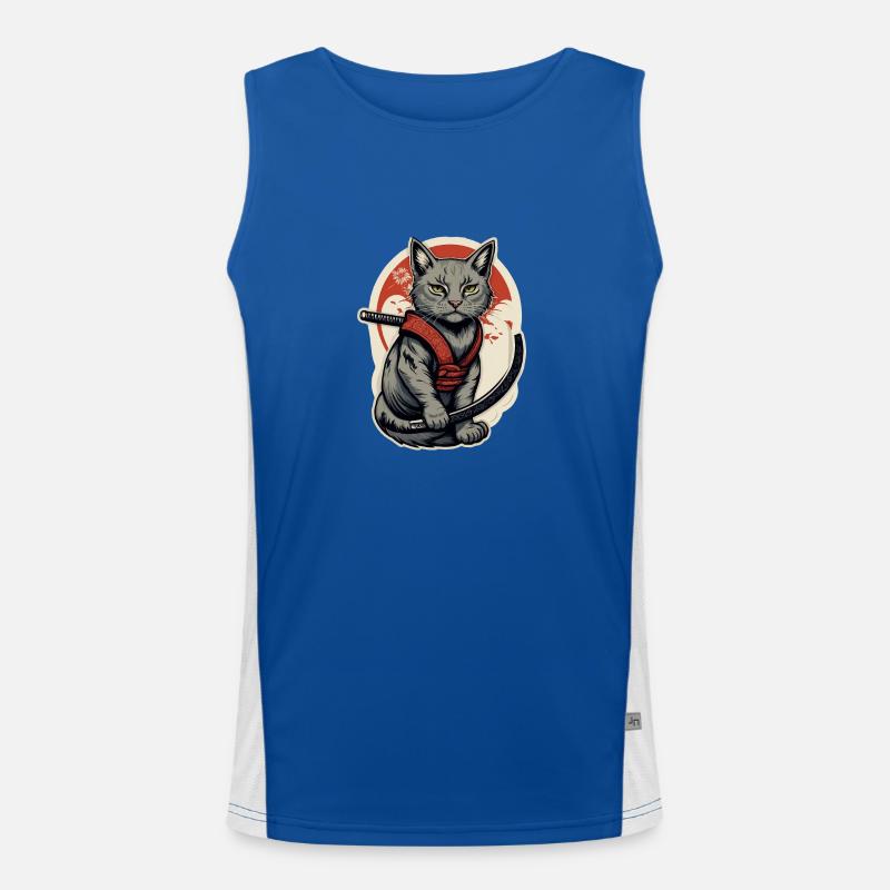 Katze Samurai Funktionelles Kontrast-Tank Top für Männer 