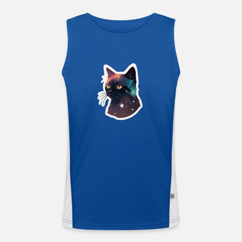 Katze in den Sternen Funktionelles Kontrast-Tank Top für Männer 