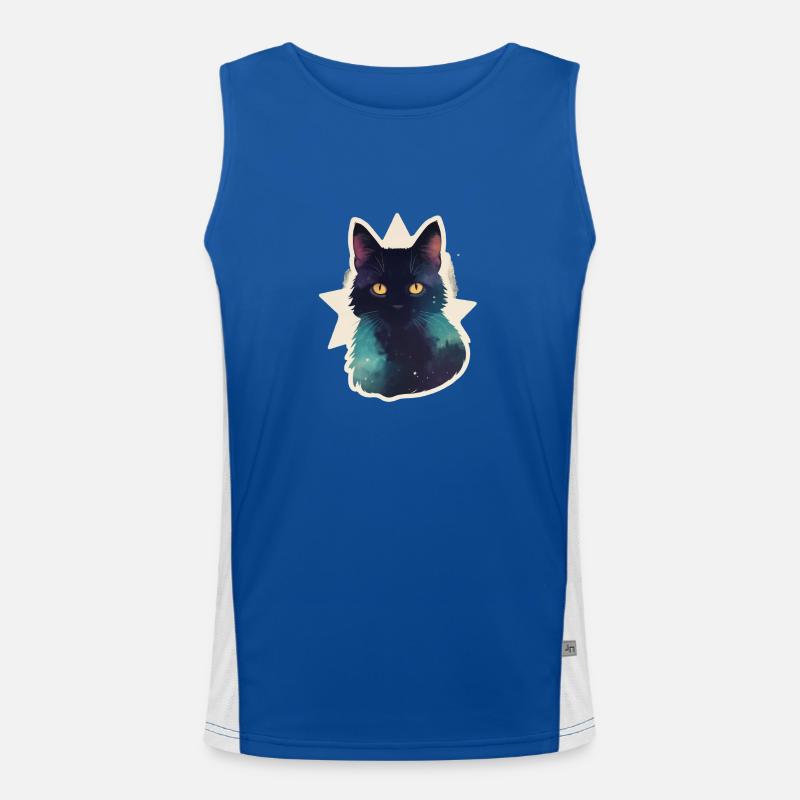 Katze in den Sternen Funktionelles Kontrast-Tank Top für Männer 