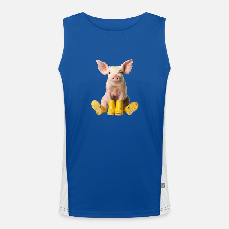 Weinig biggetje in rubberlaarzen Functionele contrasterende tanktop voor mannen 