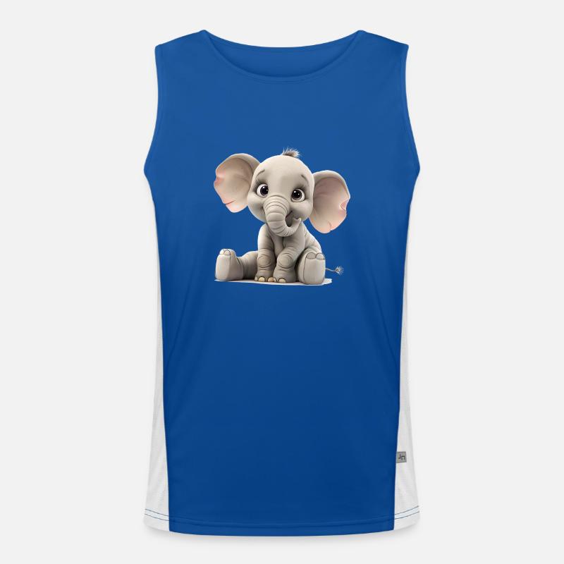 Kleiner junger, lustiger Elefant Funktionelles Kontrast-Tank Top für Männer 