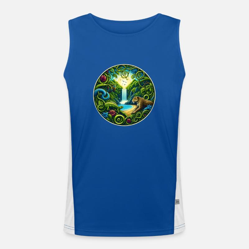 Waterfall in the rainforest - Men's Functional Contrast Tank Top  - royal/white