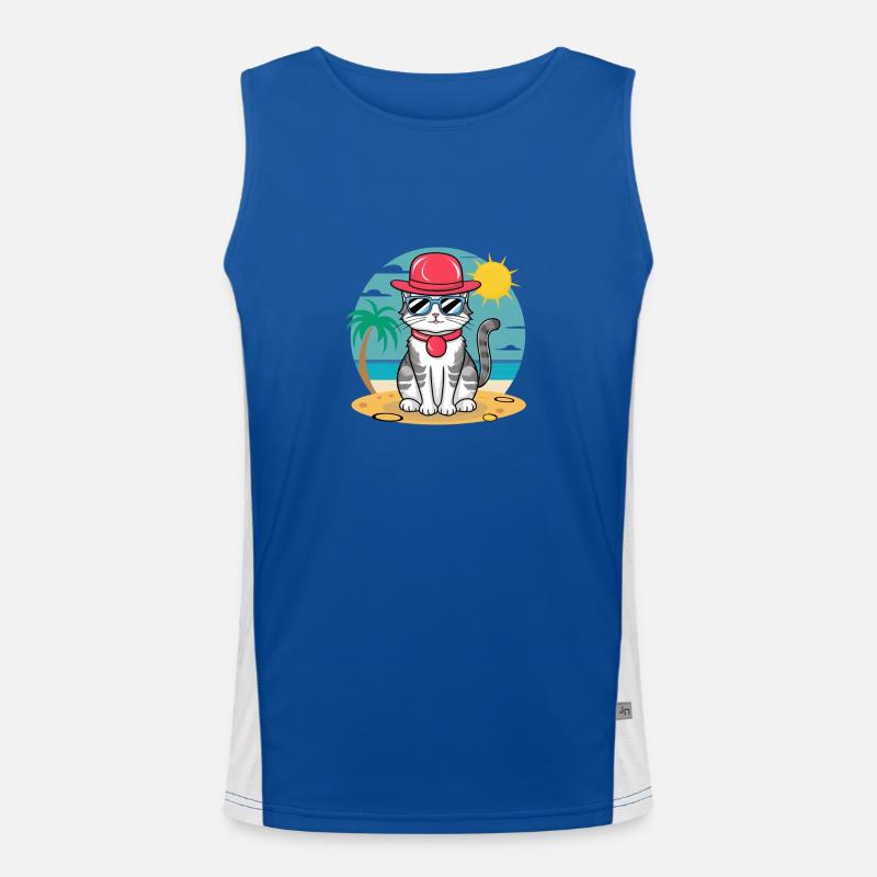 Sommer-Katze Funktionelles Kontrast-Tank Top für Männer 
